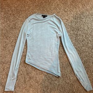 PrettyLittleThing Green Asymmetrical Long Sleeve Blouse